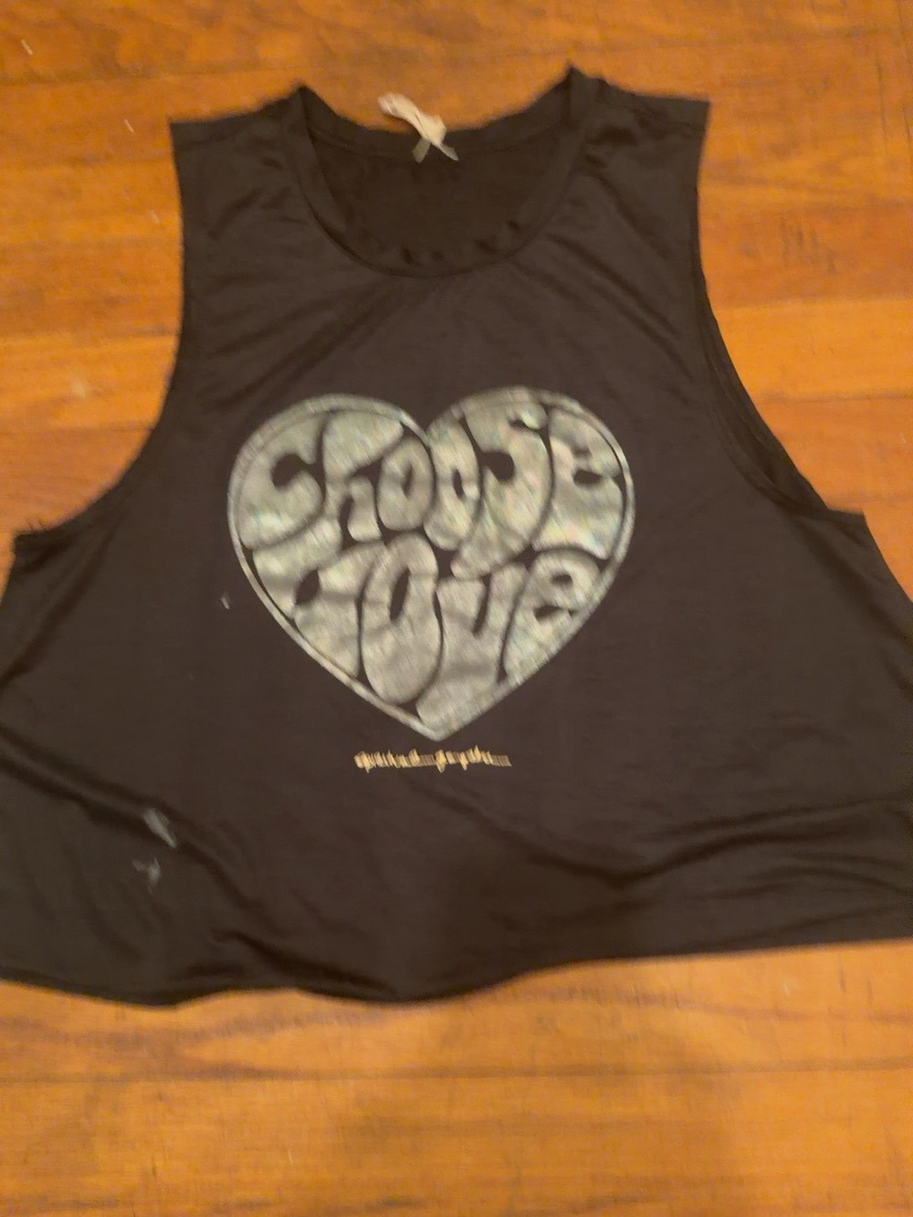 Spiritual Gangster Black Crop Tank with Heart 'Choose Love' Graphic sz S